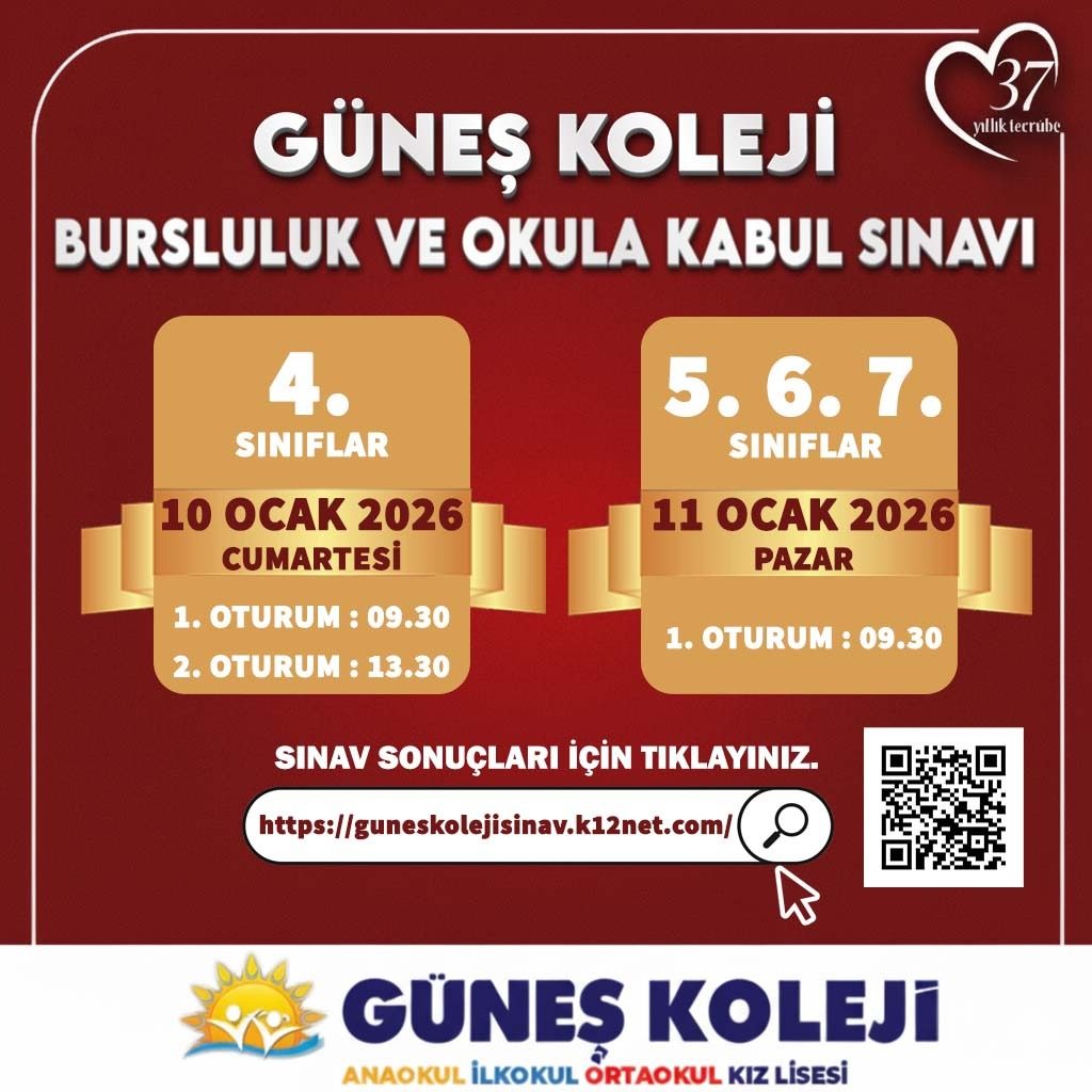 GÜNEŞ KOLEJİ BURSLULUK VE OKULA KABUL SINAVI Sonuçları Yayınlandı!